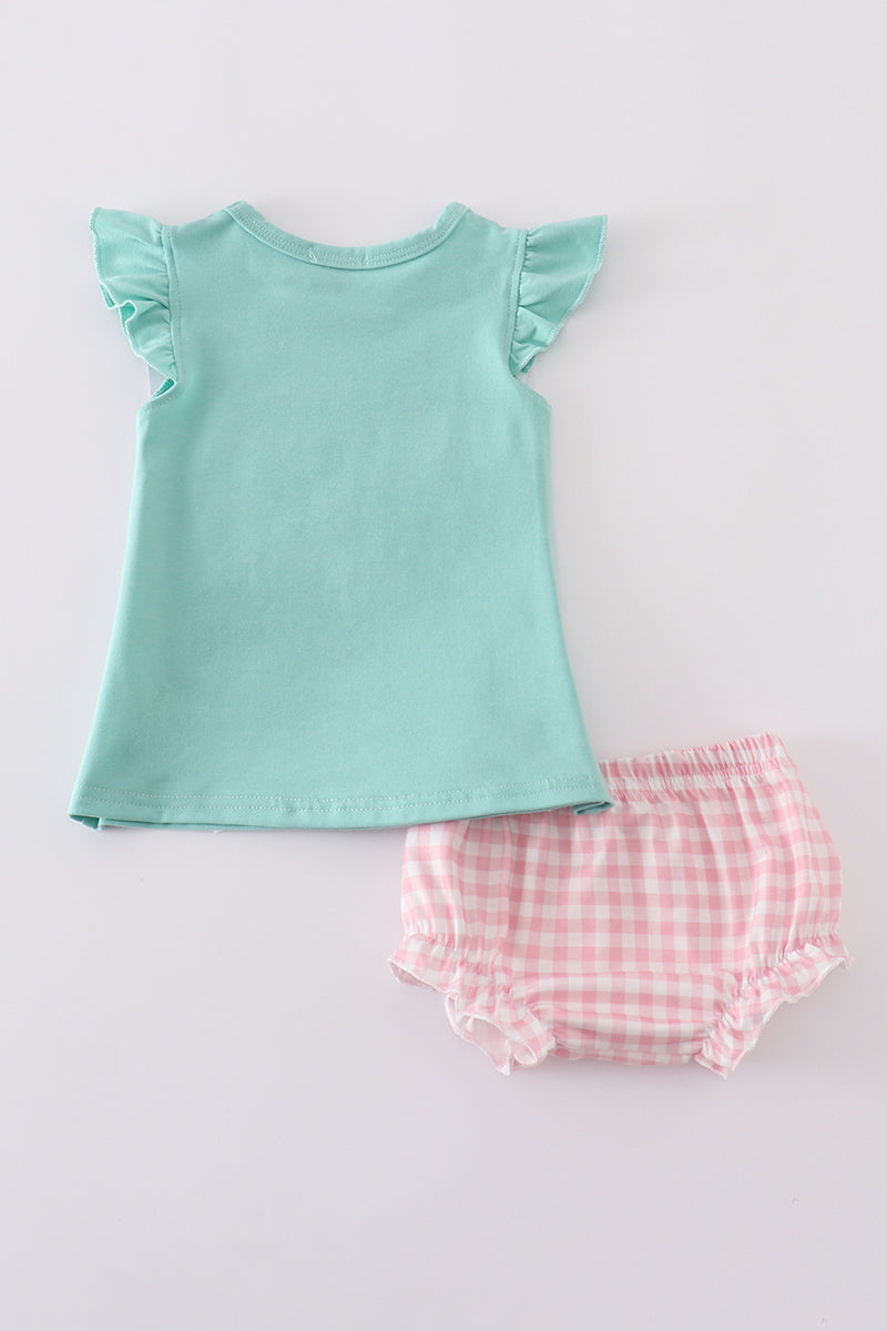 Green camper applique bloomer set