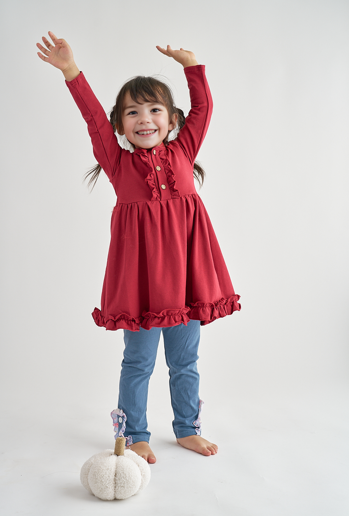 Maroon ruffle button down dress