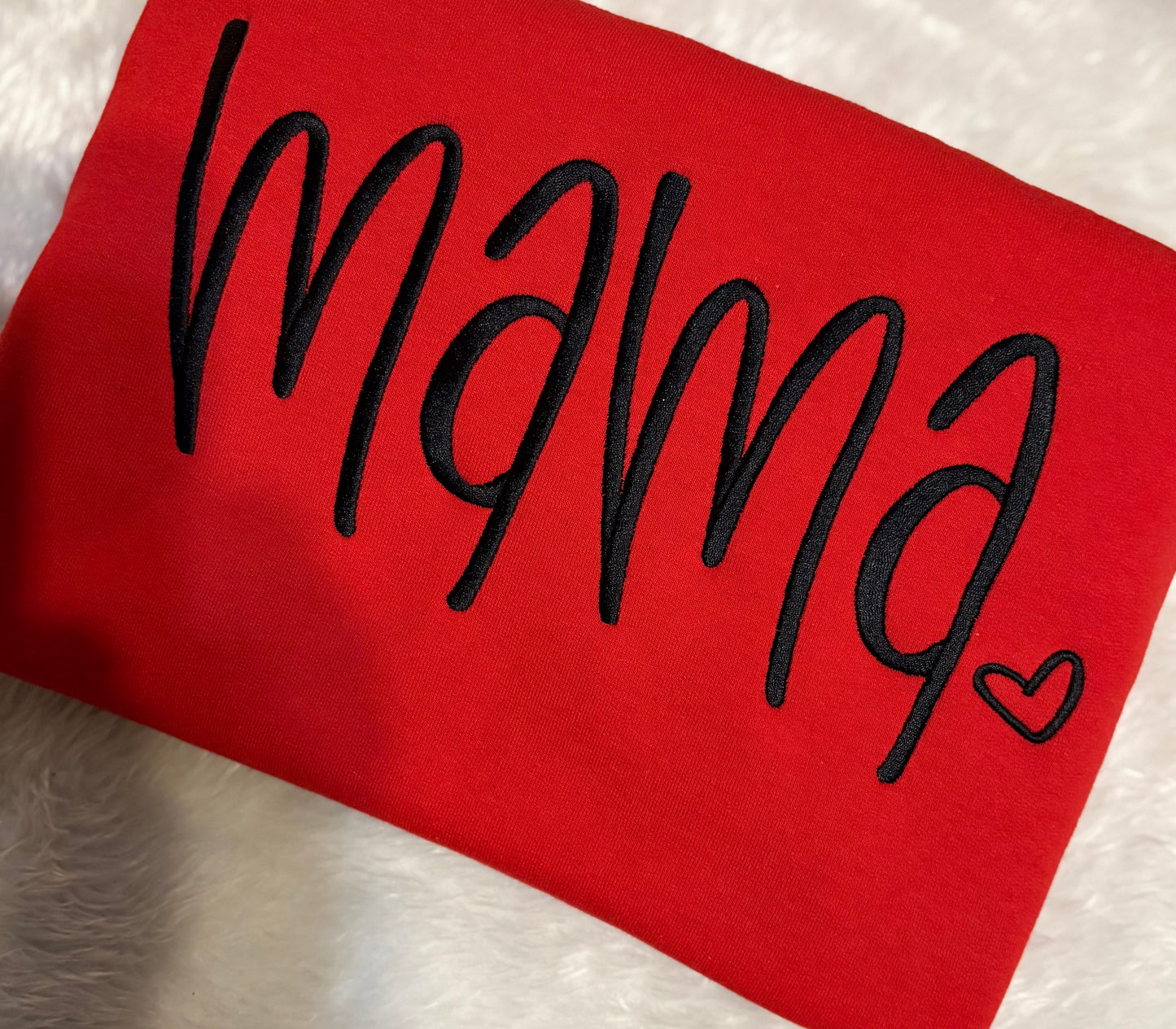 Black,Red & White Mama Embroidered Crew Neck Sweatshirts