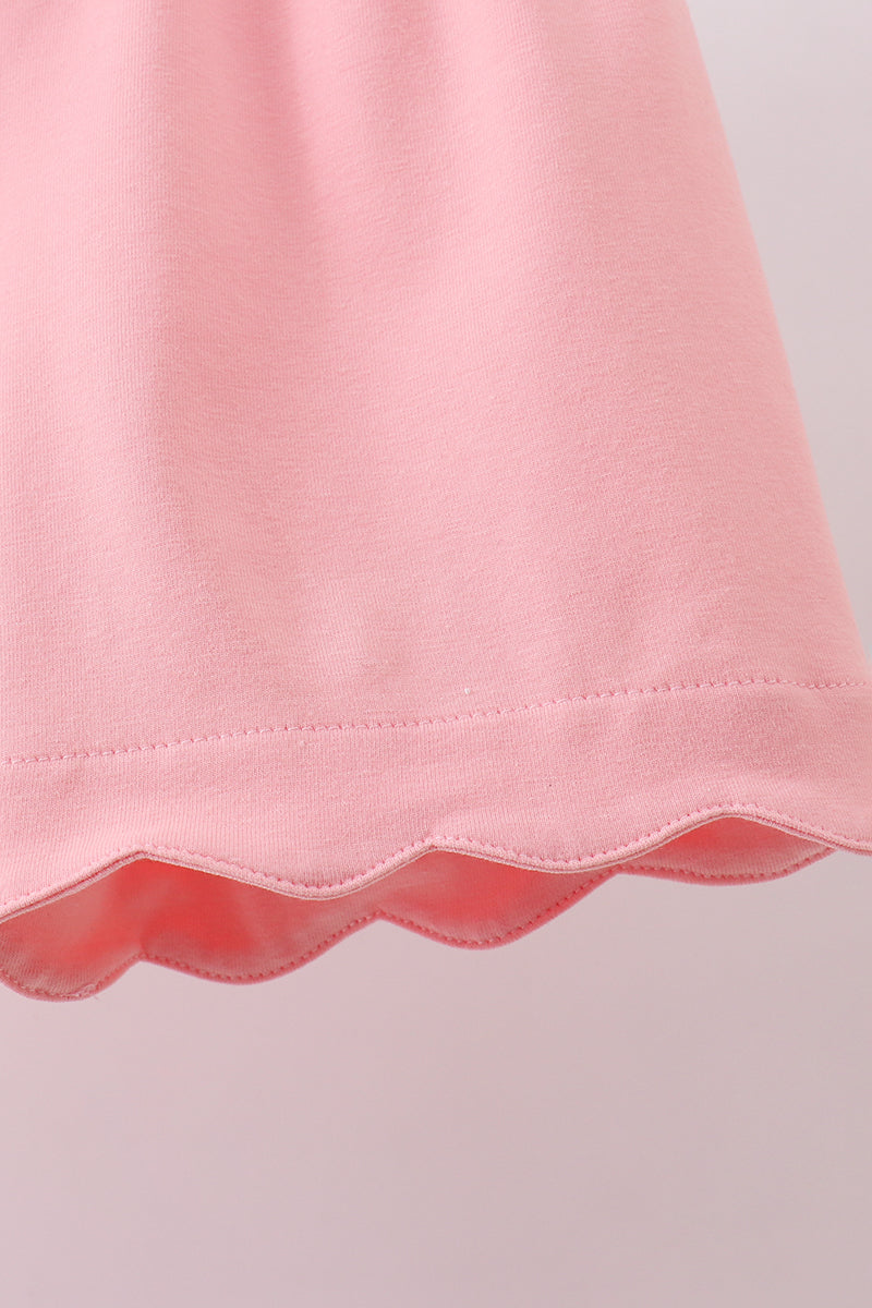 Pink bunny applique ruffle shorts set