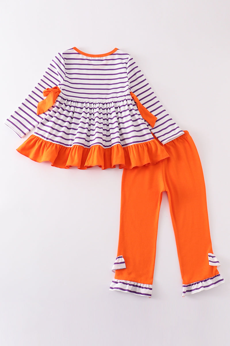 Purple stripe BOO applique girl set