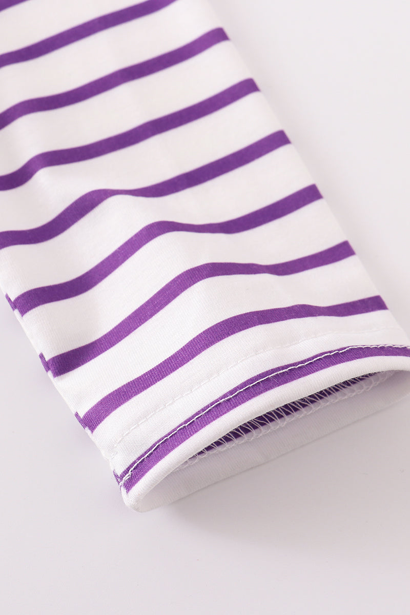 Purple stripe BOO applique boy top