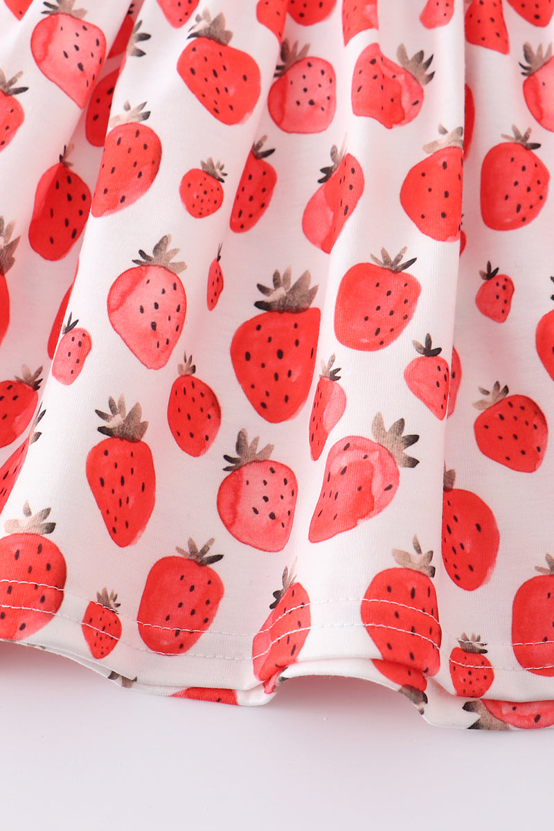 Red strawberry print girl set