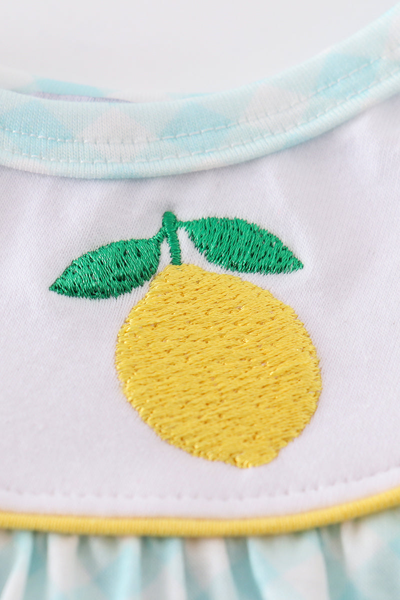 Mint lemon embroidery girl dress