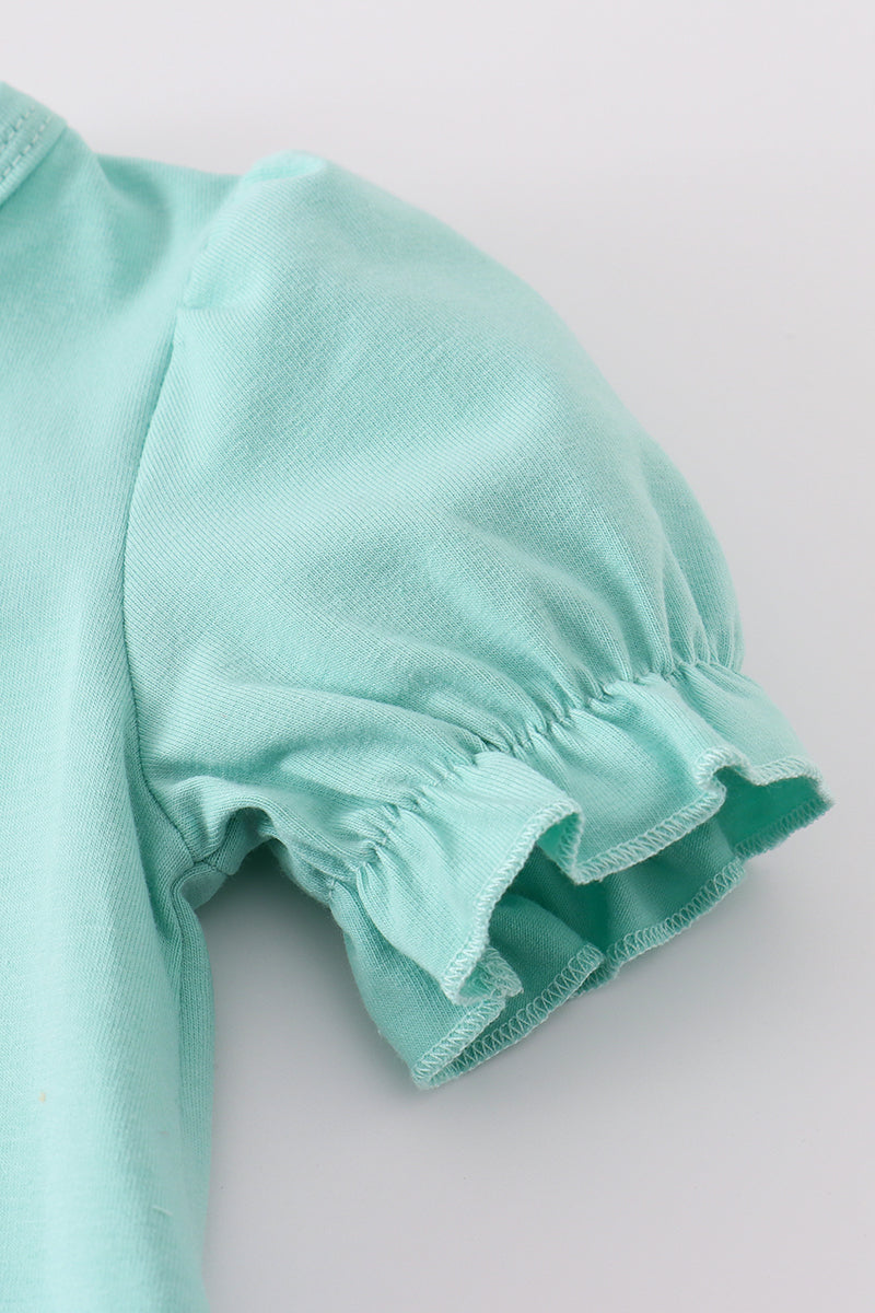 Green camper applique ruffle bubble