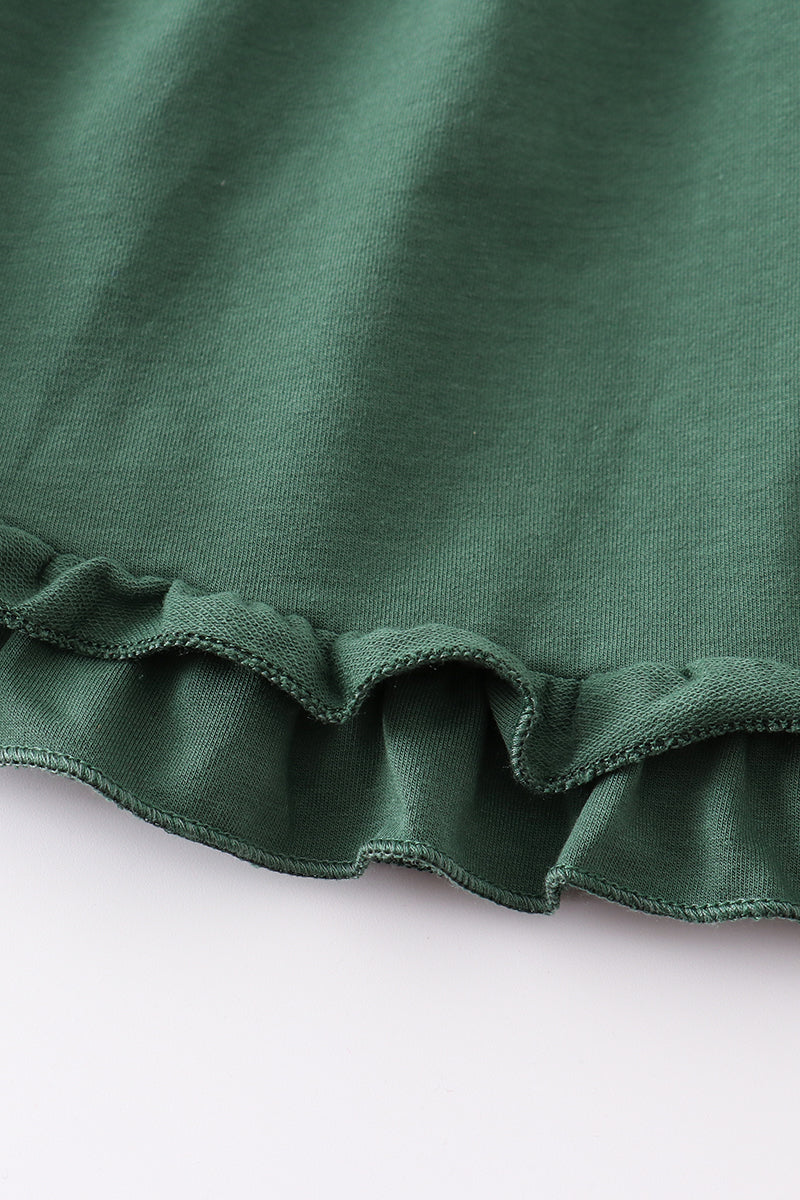 Green ruffle button down dress