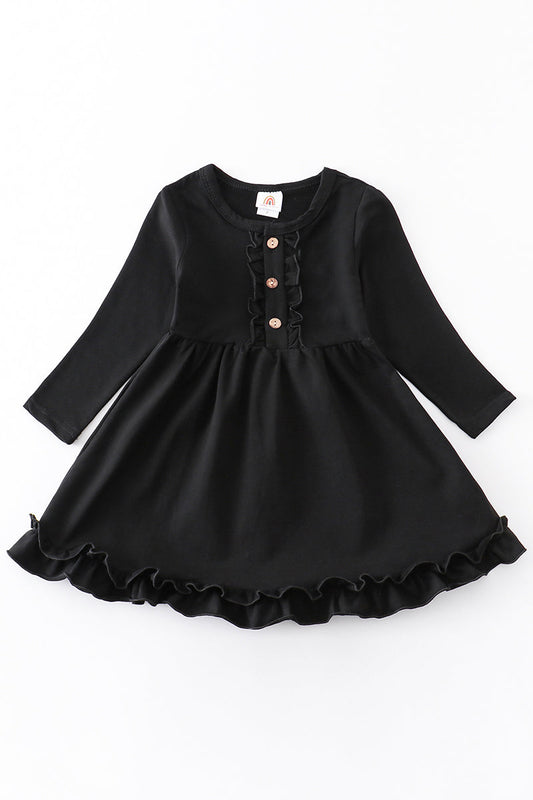 Black ruffle button down dress