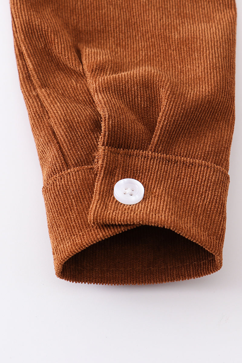 Rust corduroy button down shirt