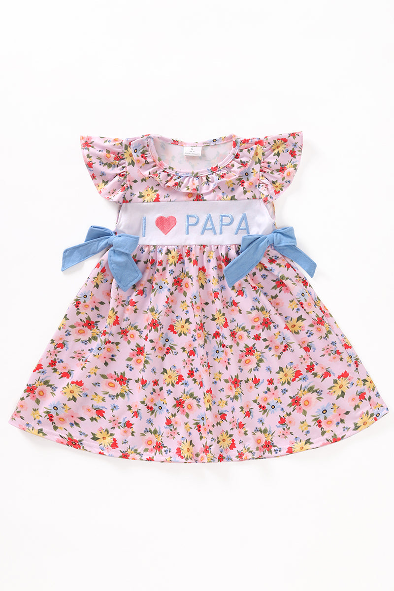 Pink floral print I love PAPA dress