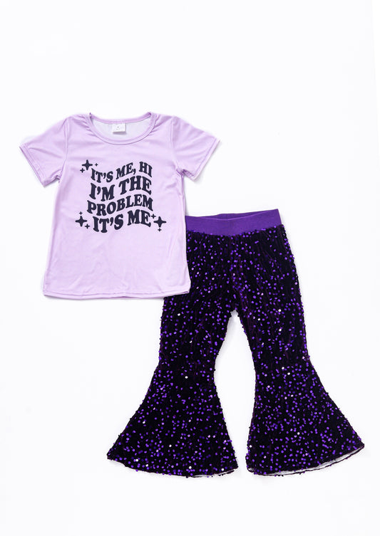 Lavender music fan sequin girl set