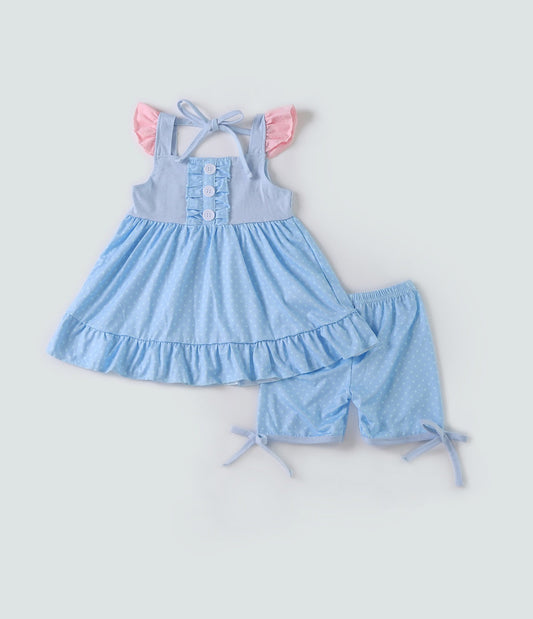 Frozen inspired flutter trim girl set