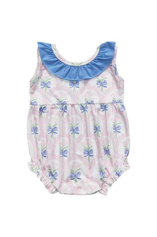 Floral print ruffle girl bubble