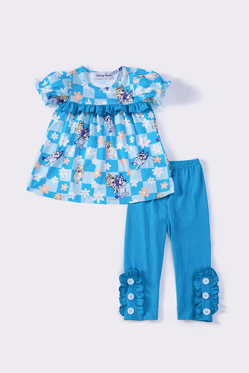 Blue character ruffle set