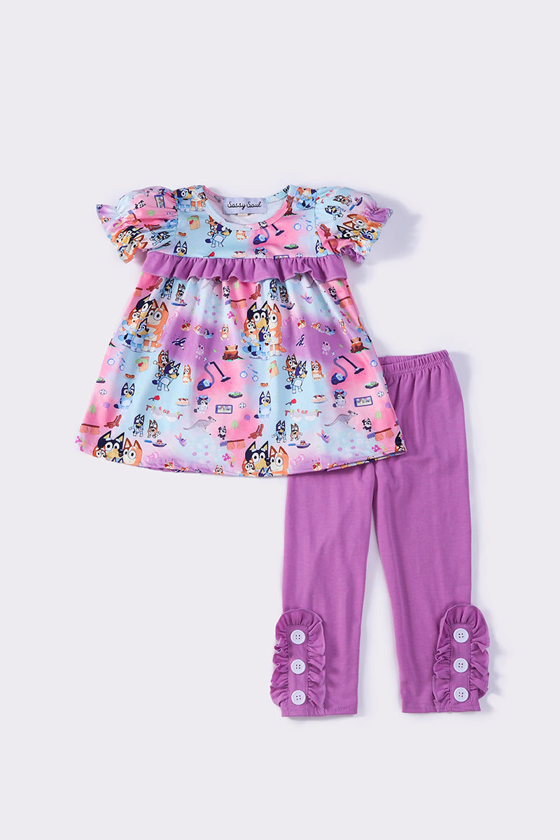 Purple character ruffle set