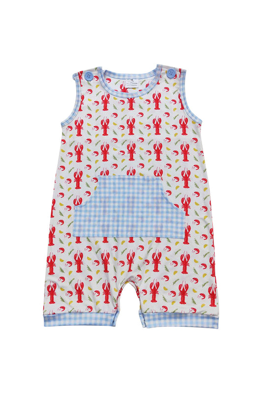 Lobster print boy baby romper