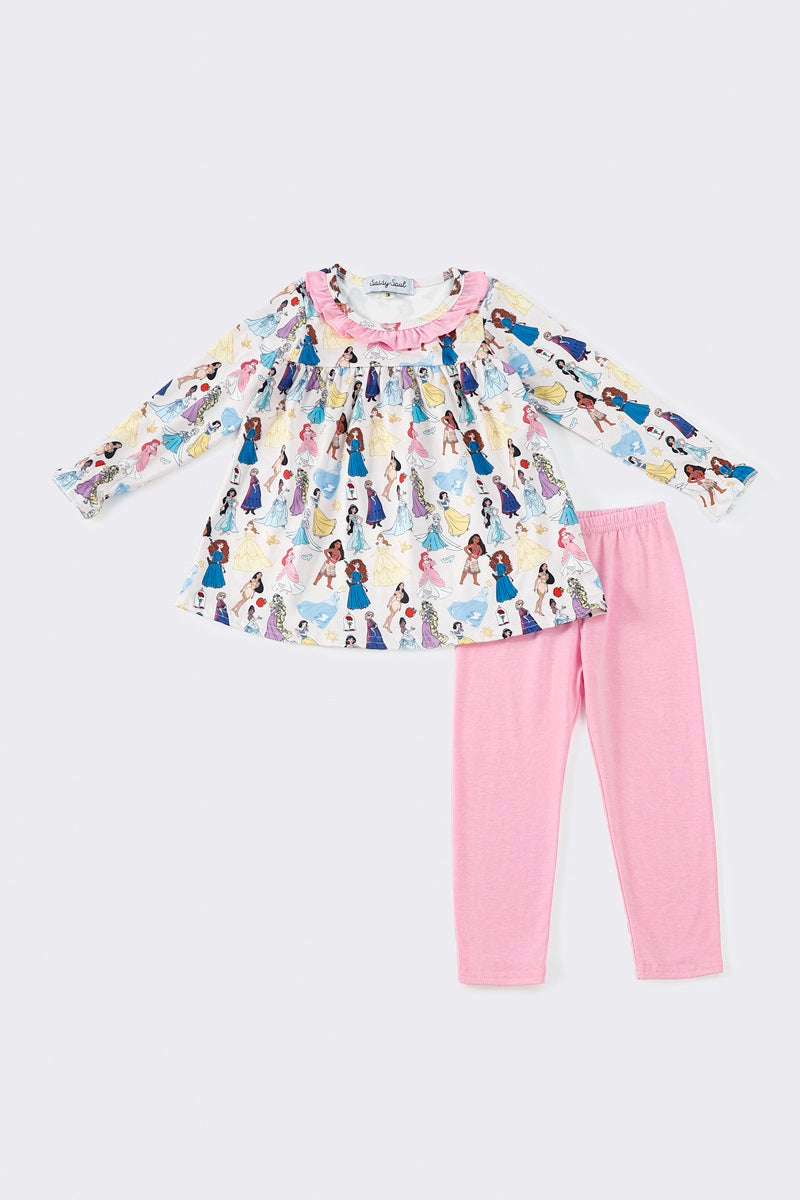 Pink princess print girl set