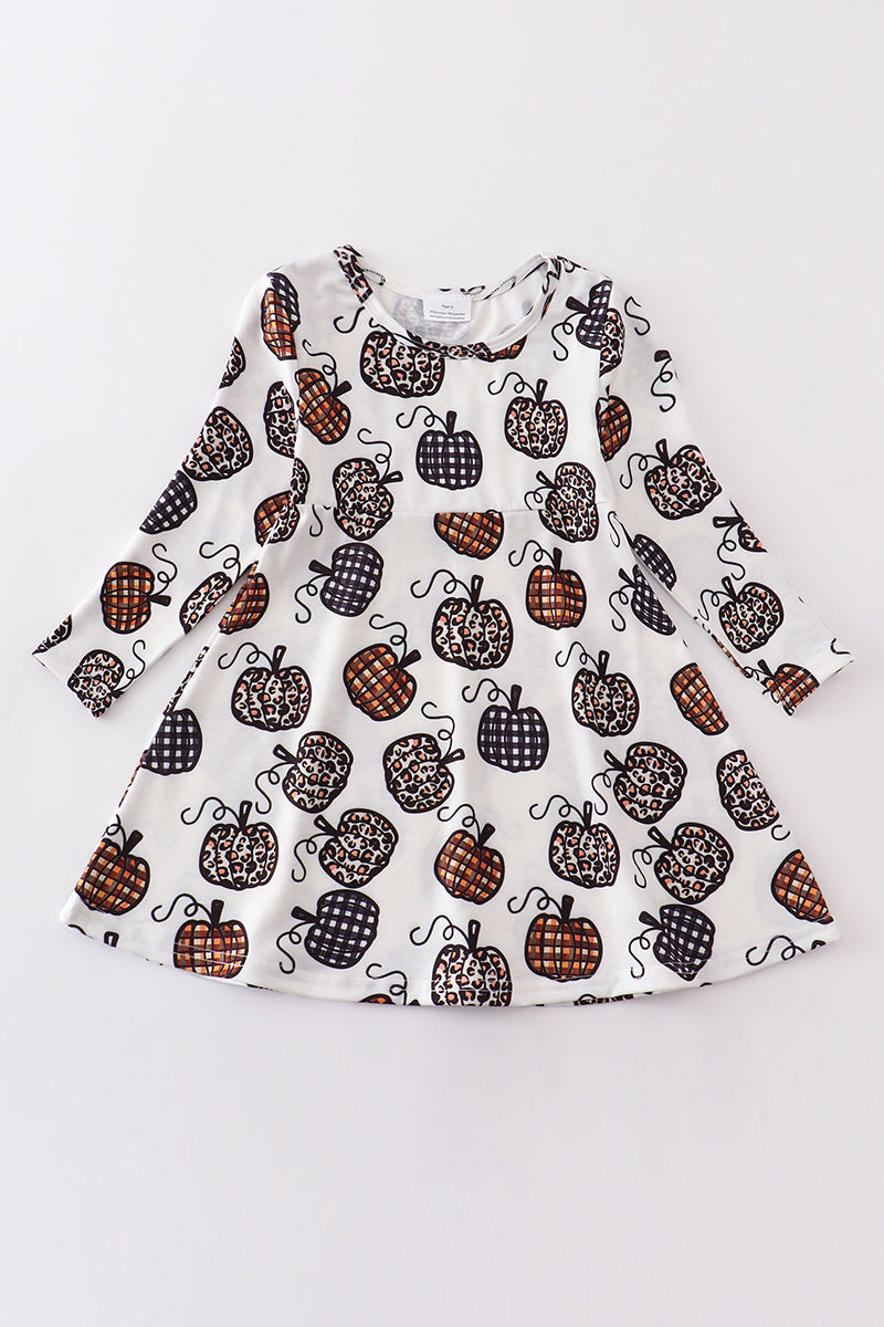 Leopard pumpkin print girl dress