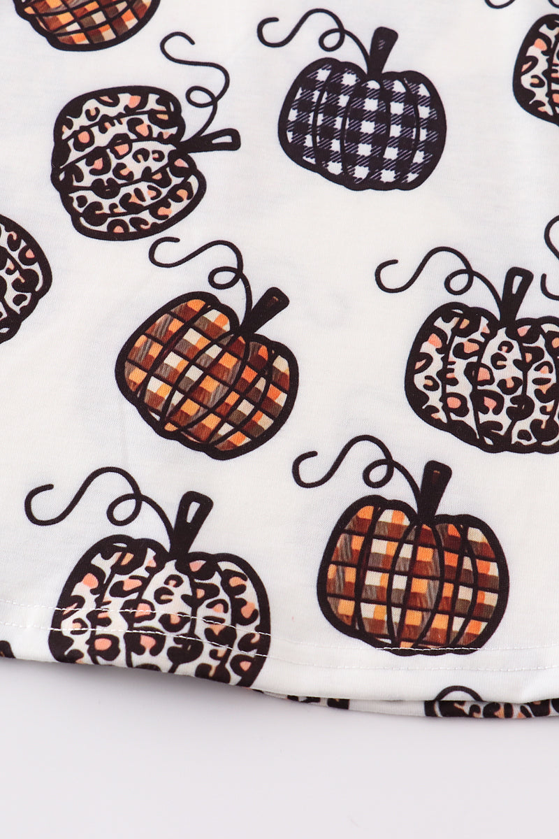 Leopard pumpkin print girl dress