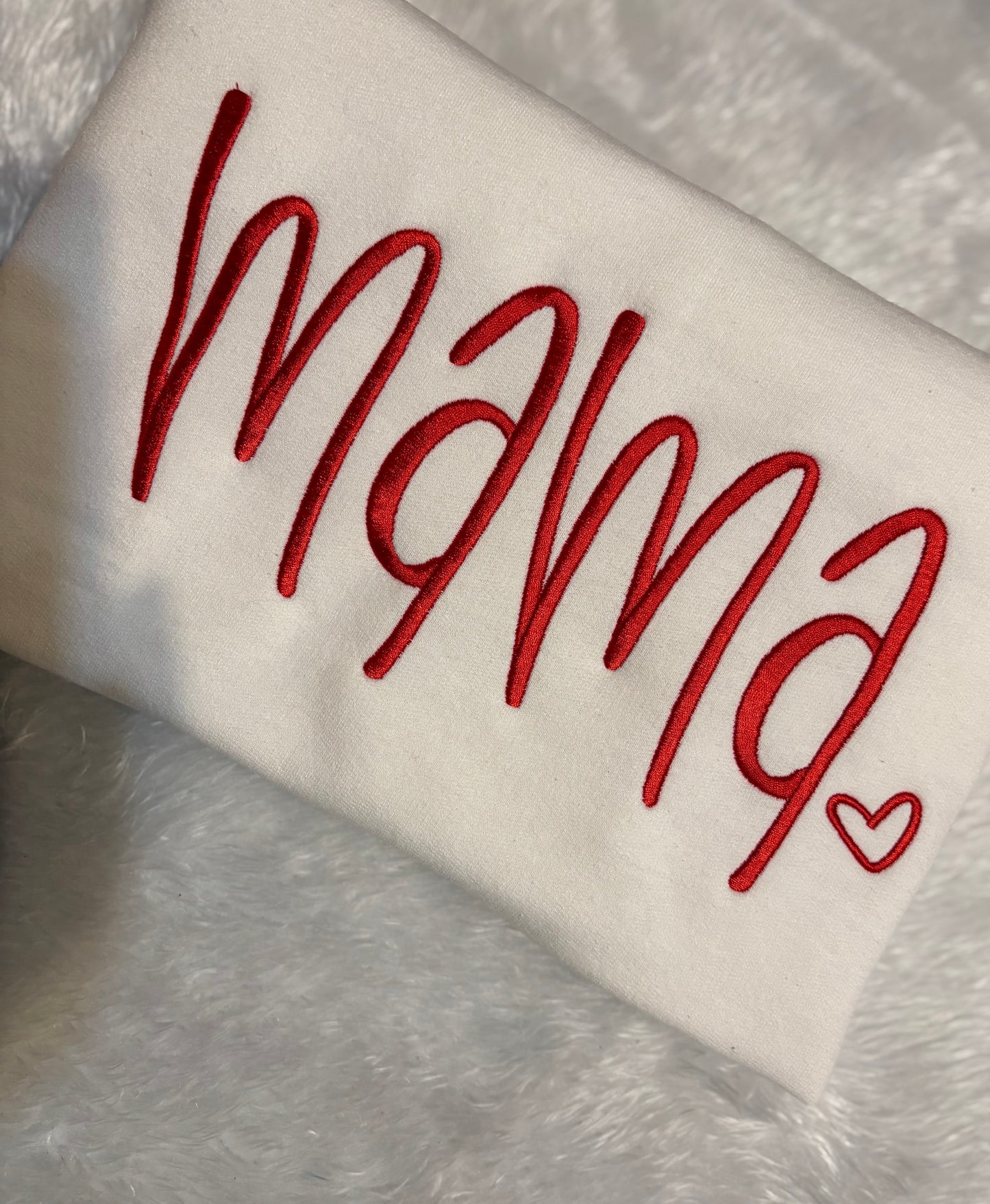 Black,Red & White Mama Embroidered Crew Neck Sweatshirts