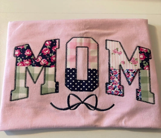 Mom embroidered T-Shirt with the diamond stitch