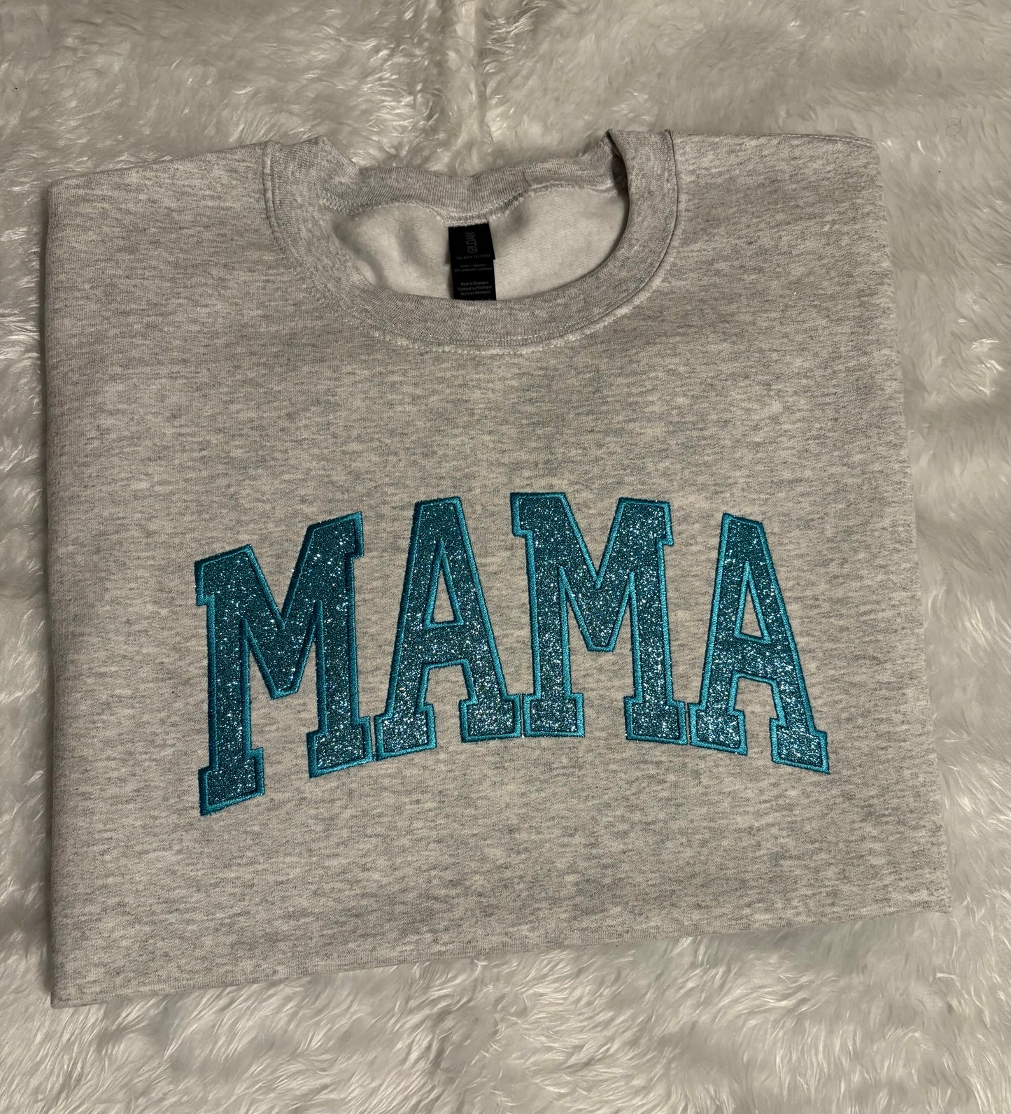 Mama glitter vinyl embroidered sweatshirt (Ash Grey)