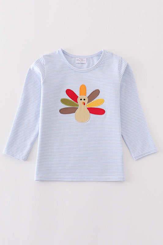 Premium Blue turkey embroidery boy top