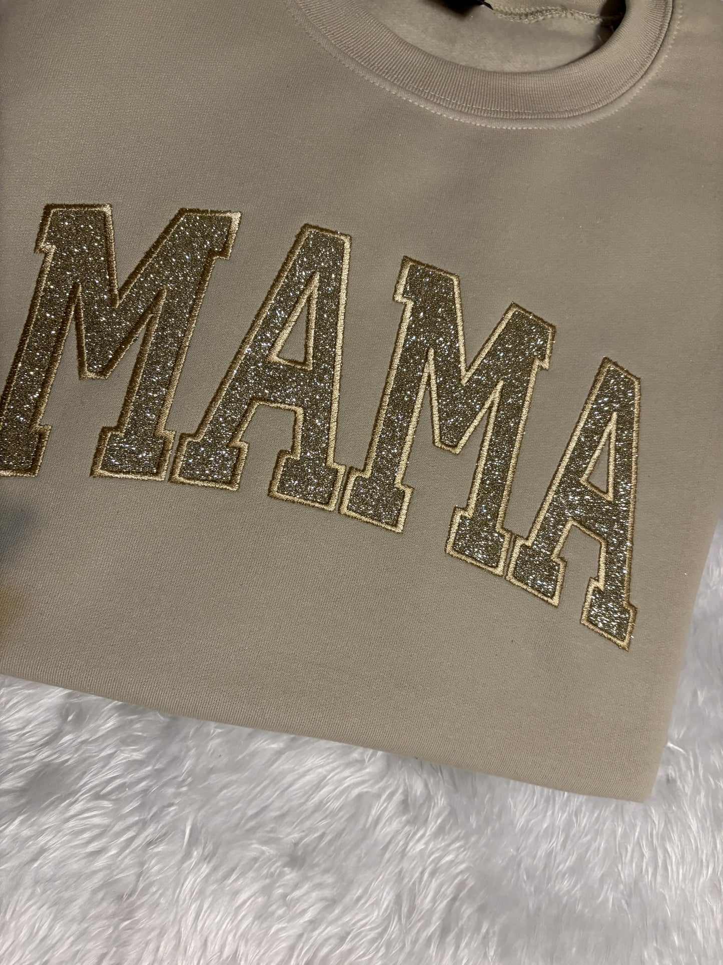 Glitter vinyl embroidered Mama sweatshirt