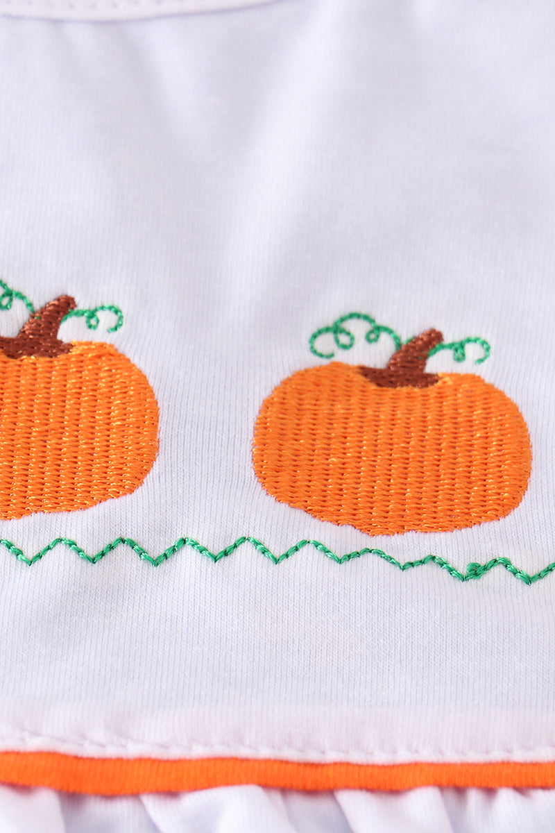 Blue pumpkin embroidery girl set