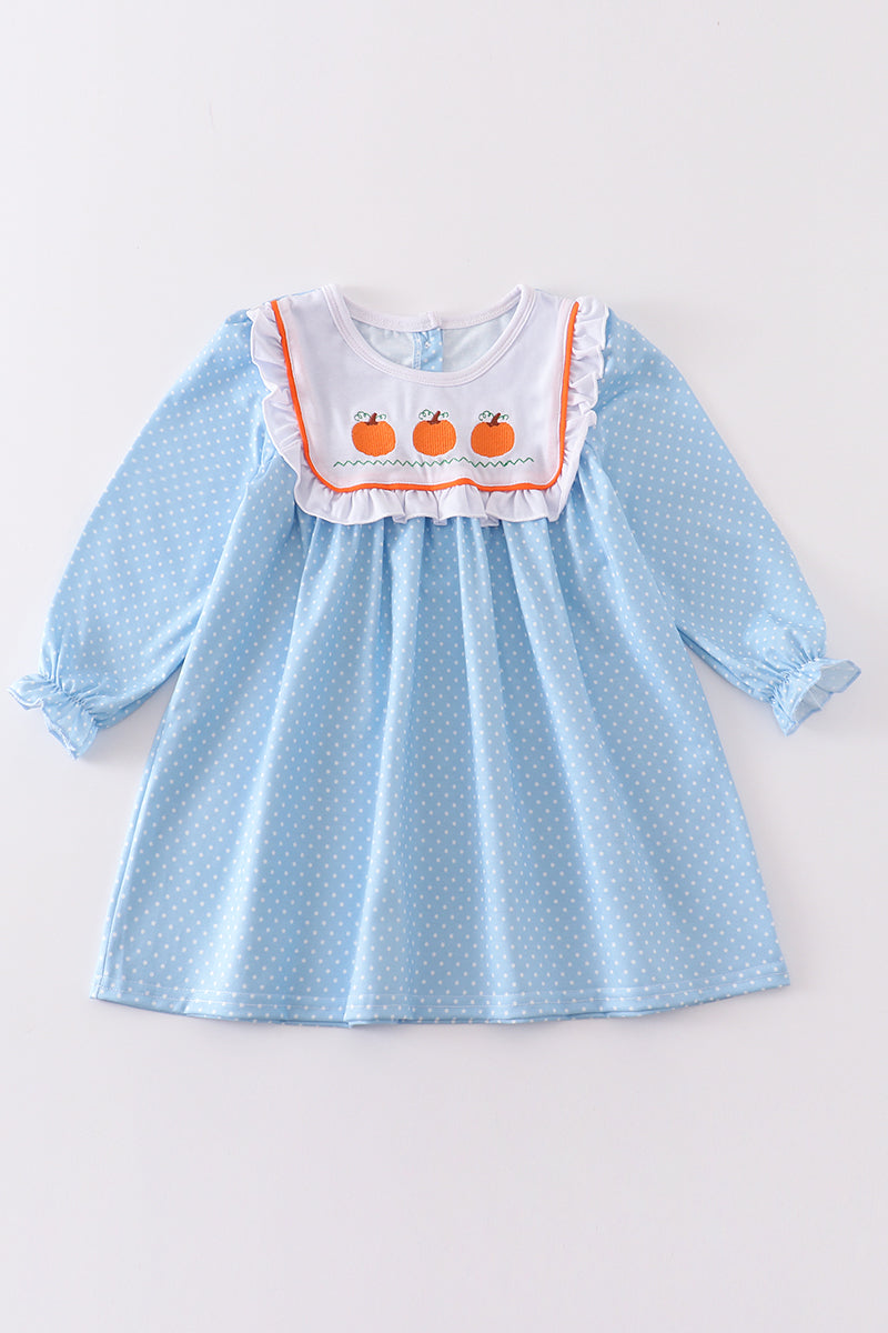 Blue pumpkin embroidery dress