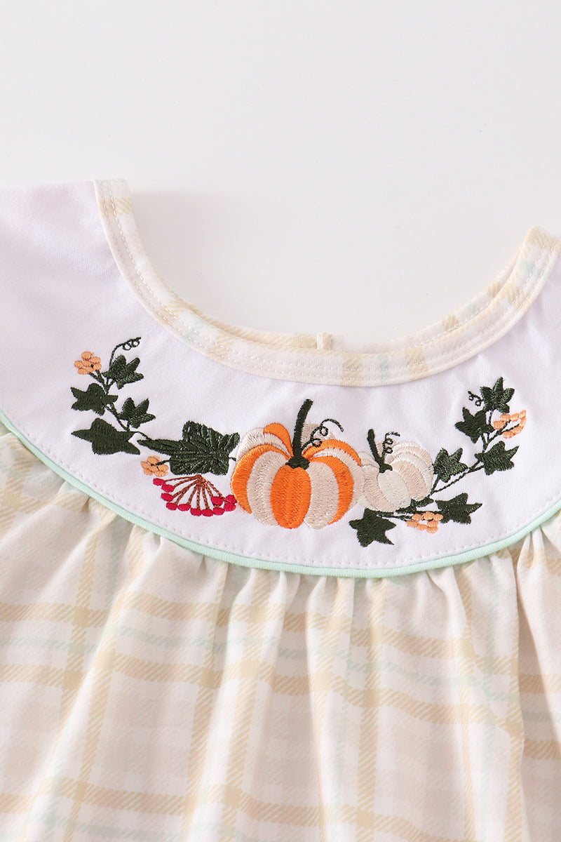 Yellow pumpkin embroidery dress