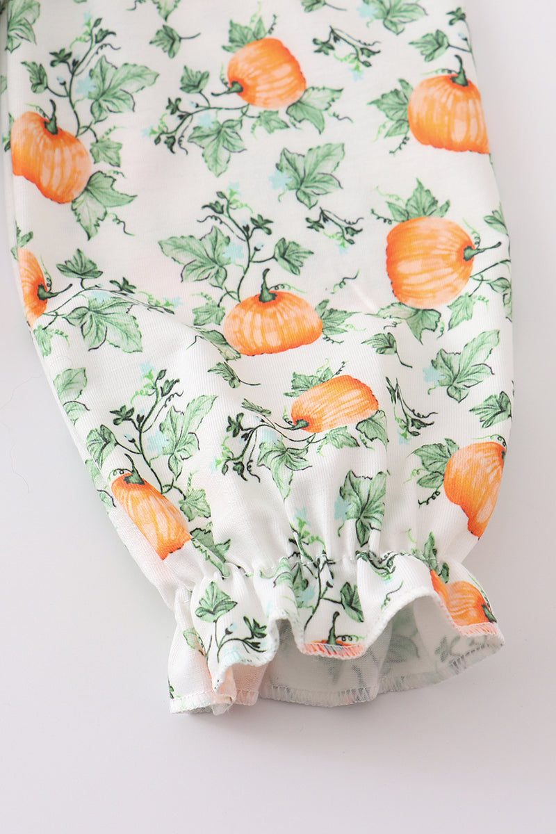 Pumpkin floral girl ruffle set