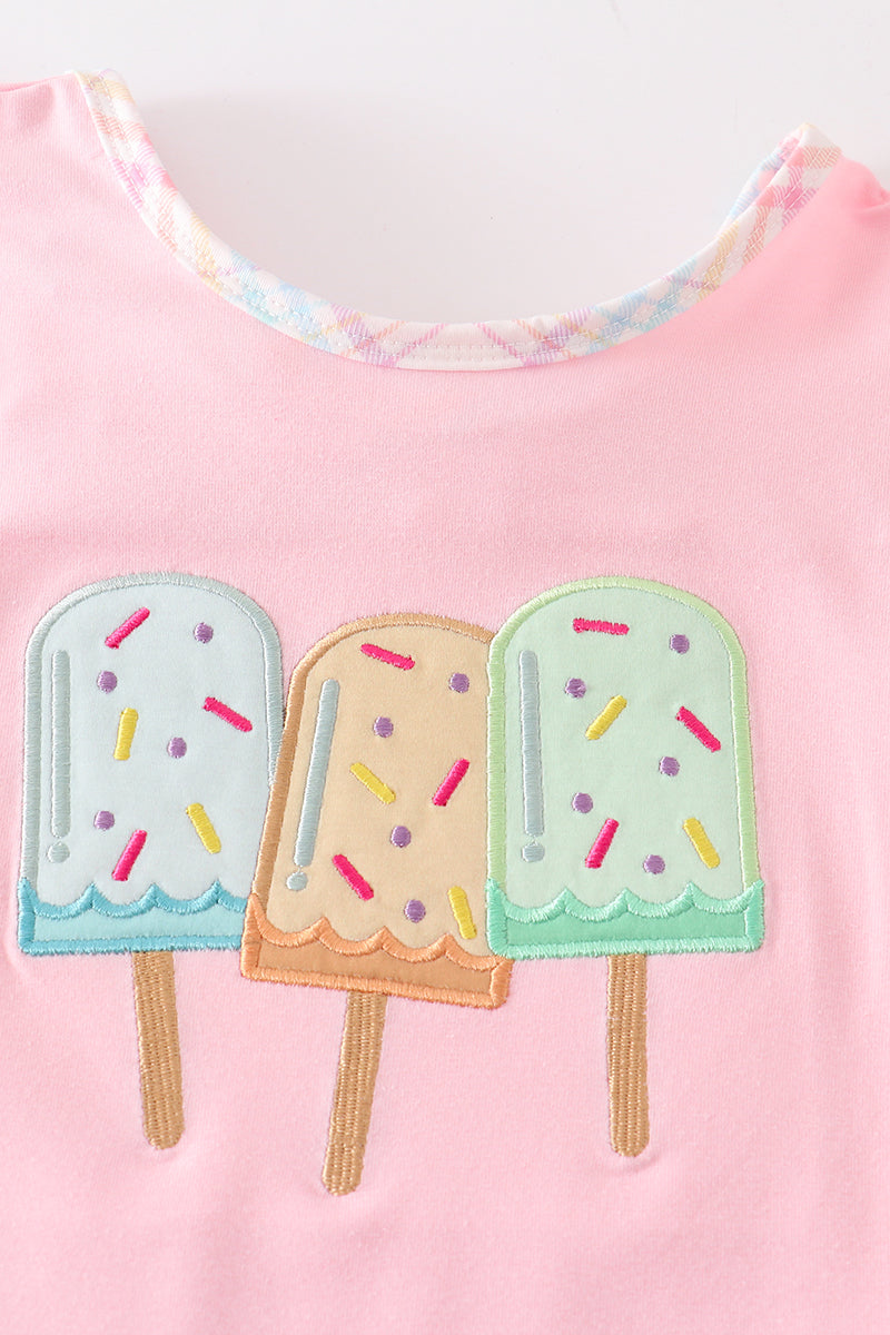 Pink popsicle applique ruffle set