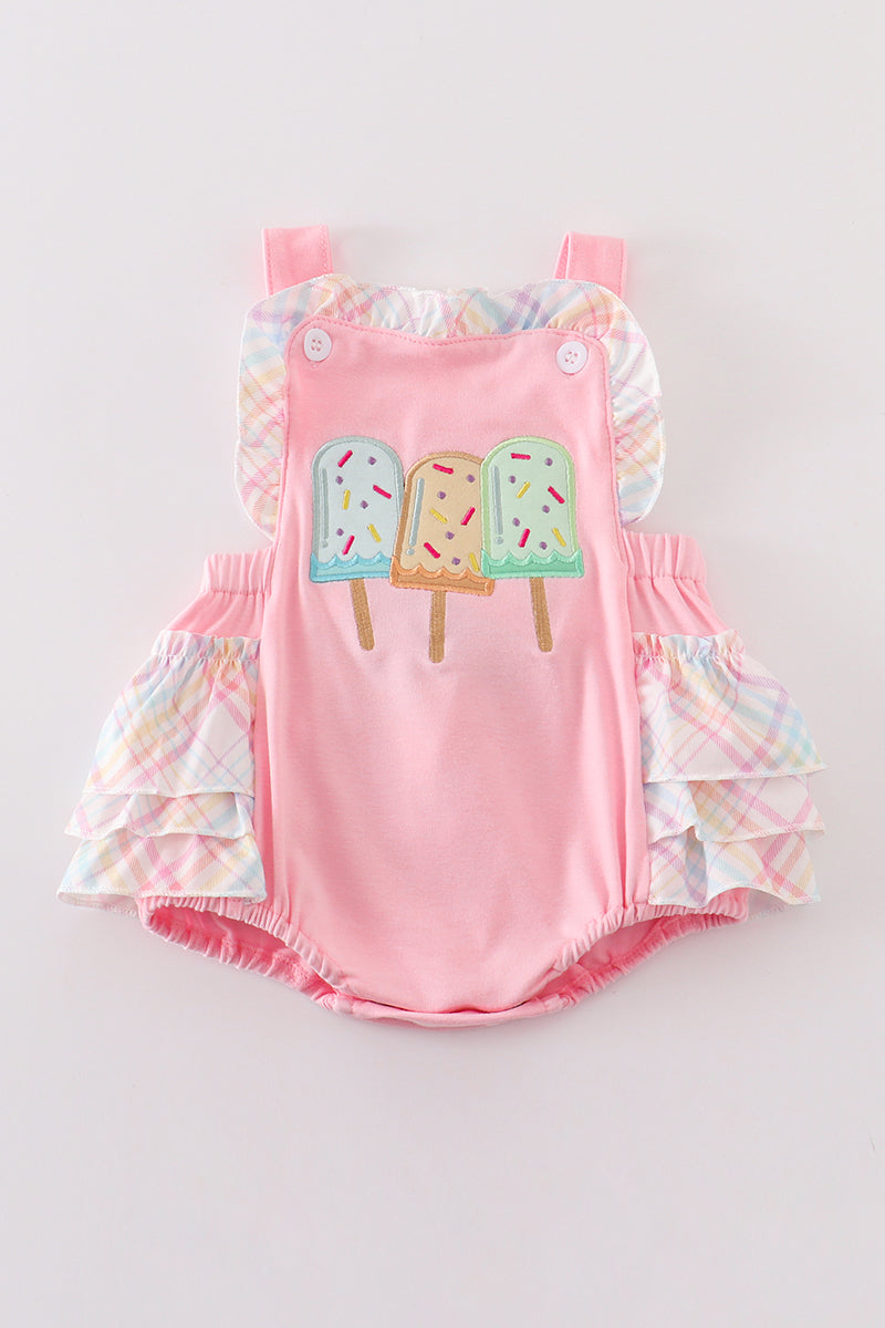 Pink popsicle applique ruffle bubble