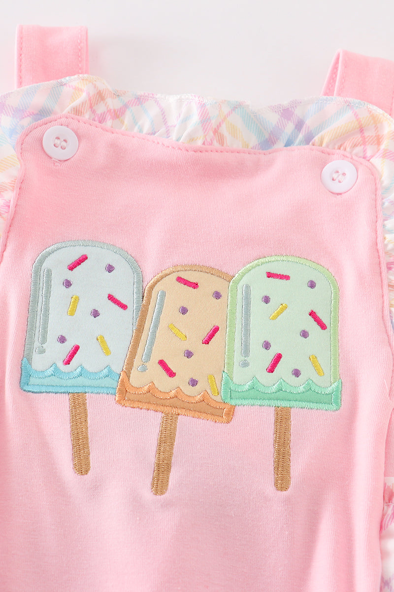 Pink popsicle applique ruffle bubble