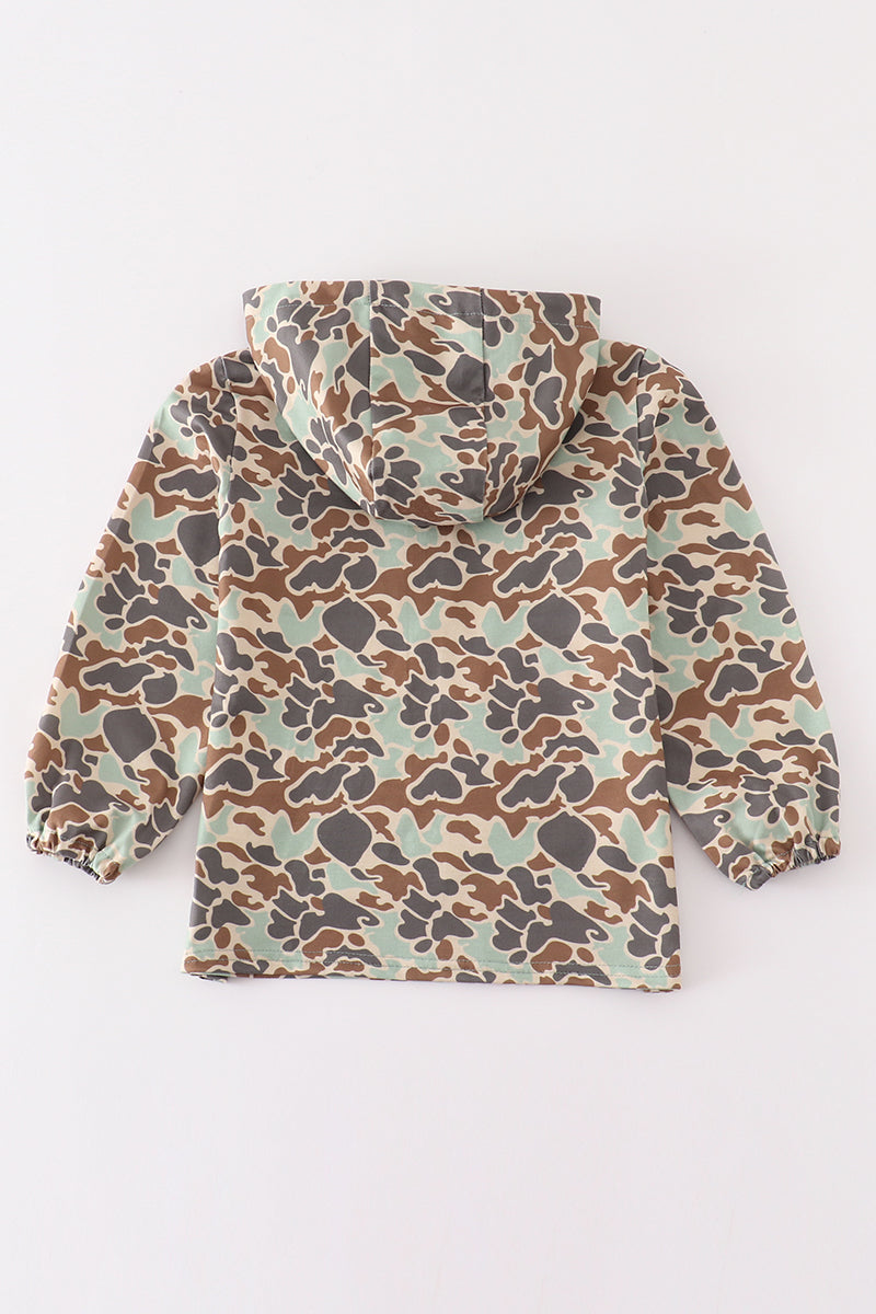 Camouflage antler embroidery boy hoodie