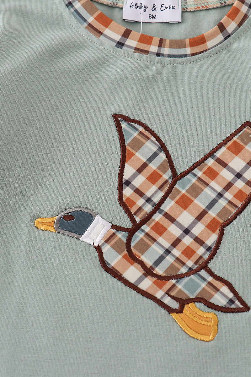 Sage duck applique boy romper