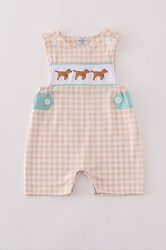 Mint hunting puppy embroidery gingham jonjon
