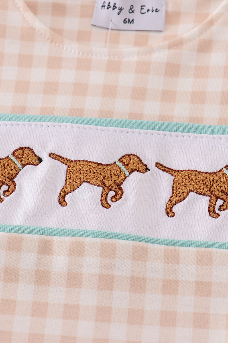 Mint hunting puppy embroidery gingham jonjon
