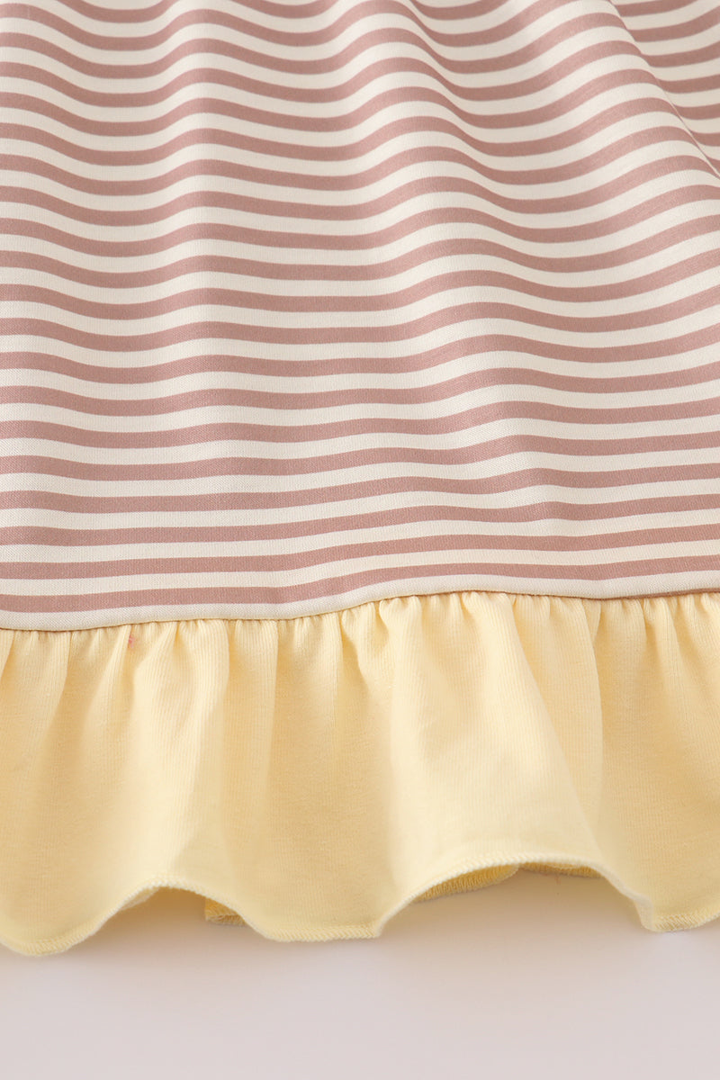 Highland cow applique ruffle dress