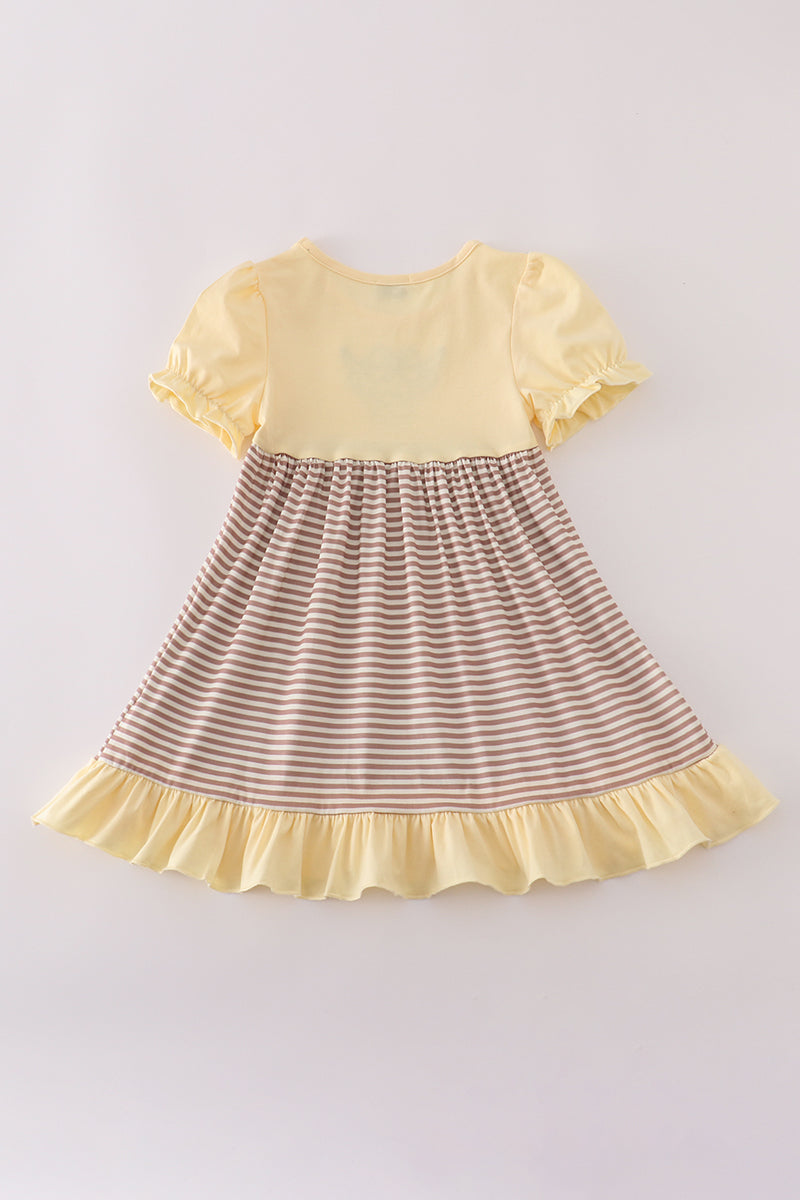 Highland cow applique ruffle dress