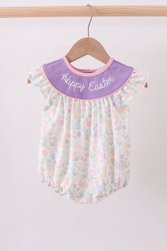 Purple floral happy easter embroidery bubble