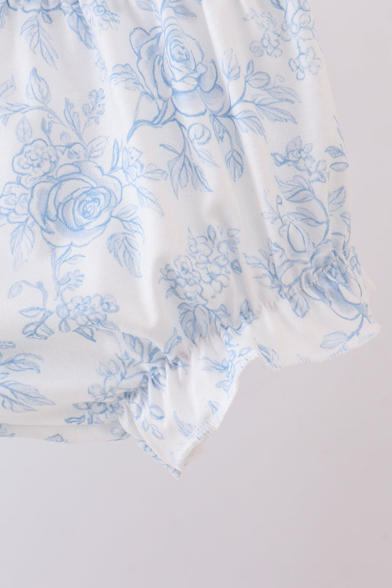 Blue whale applique ruffle bloomer set