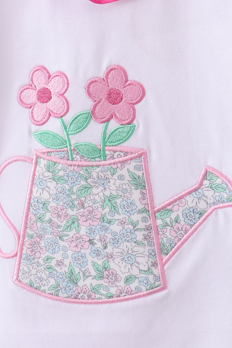 Floral applique ruffle skort set