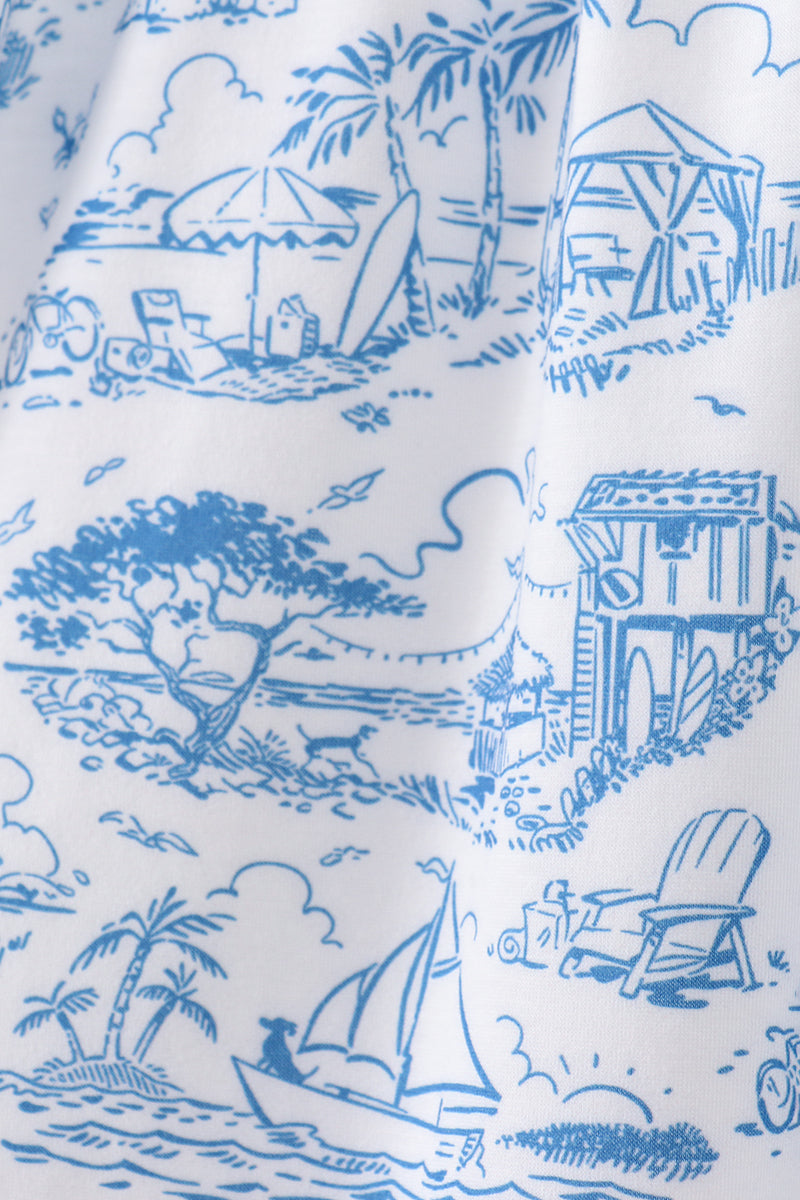 Blue mama's girl embroidery ruffle dress