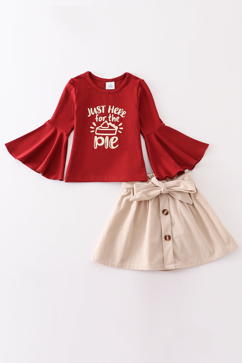 Maroon thanksgiving girl short skirt set