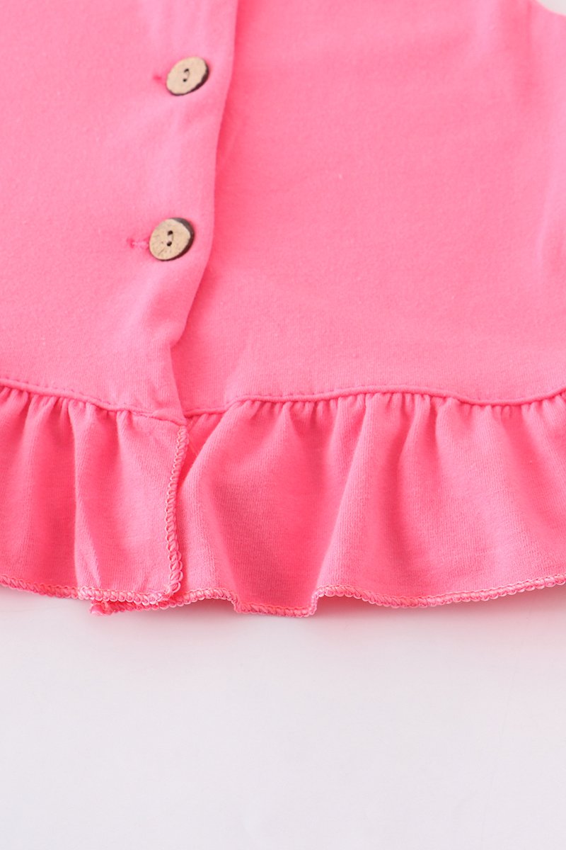 Pink grey ruffle shorts set