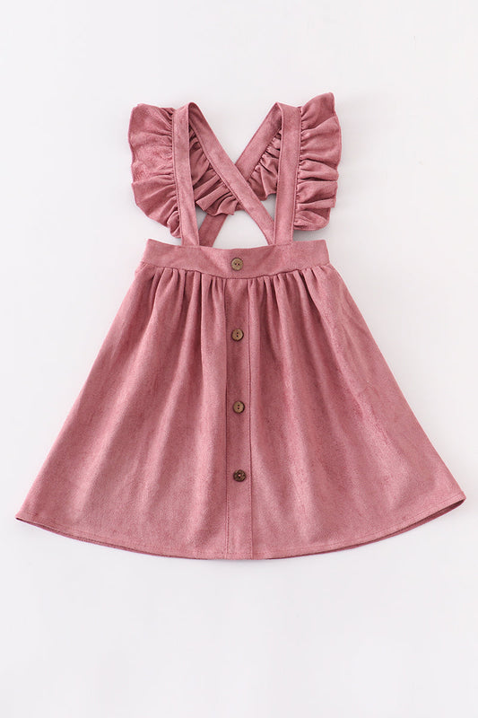 Purple ruffle suspender girl dress