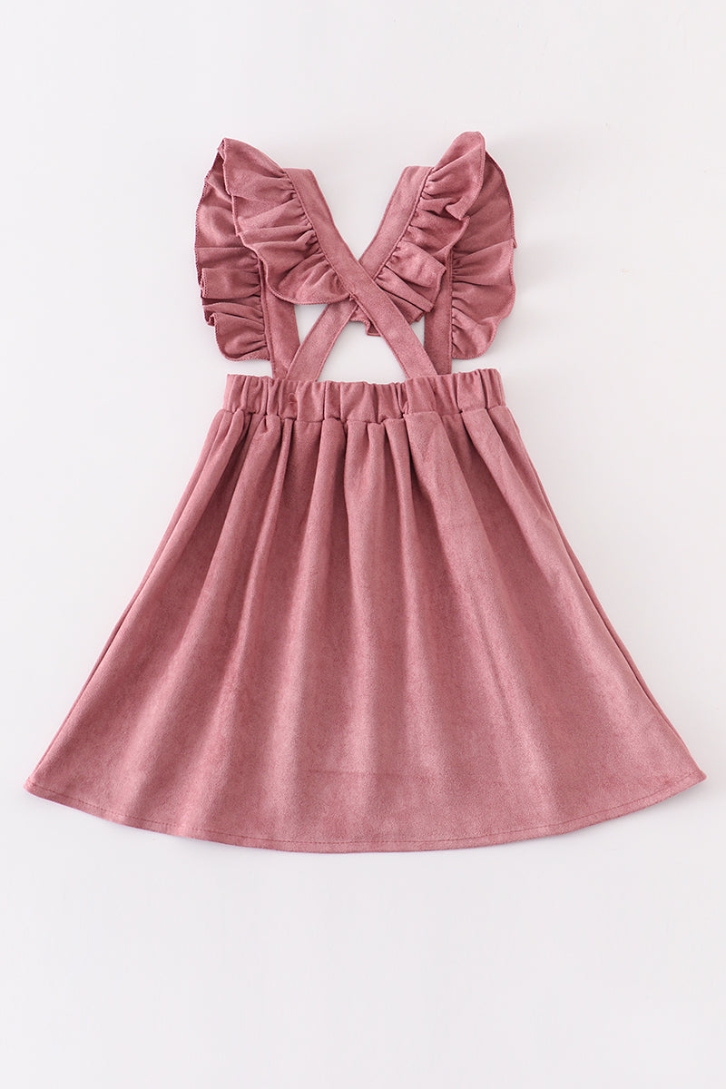 Purple ruffle suspender girl dress