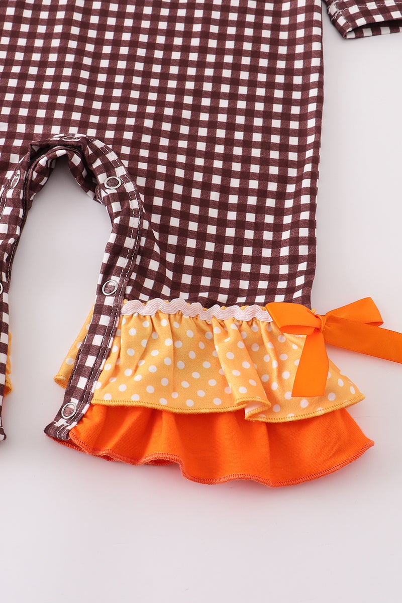 Thaksgiving plaid pumpkin baby romper