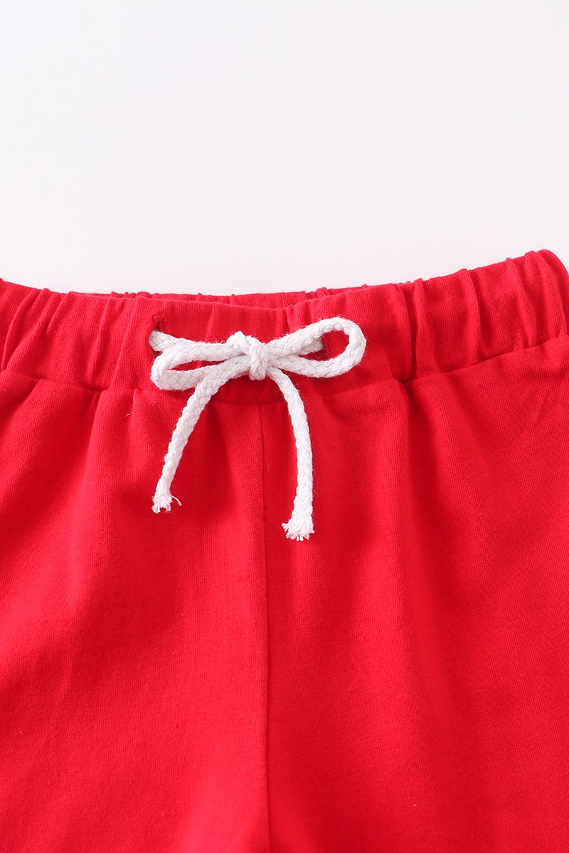 Fire engine applique shorts set